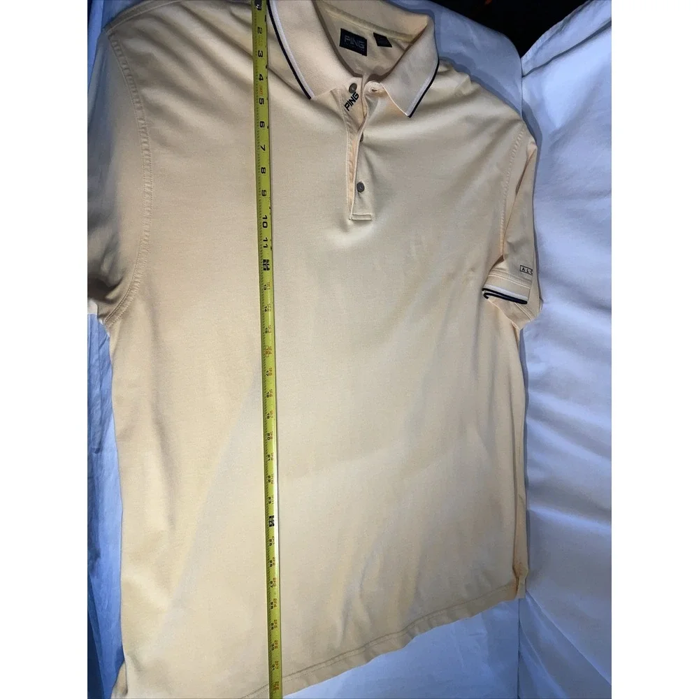 Men's PING Collection Light‎ Yellow Collared Golf Polo Shirt Size XL